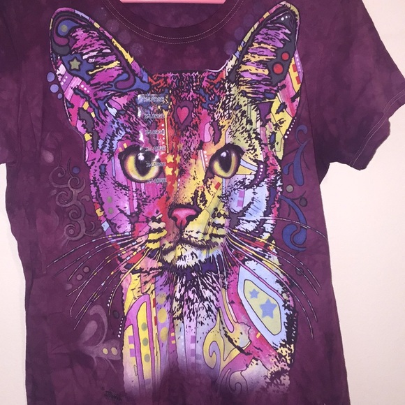 The Mountain Tops - Purple Watercolor Cat Lover T-Shirt XL